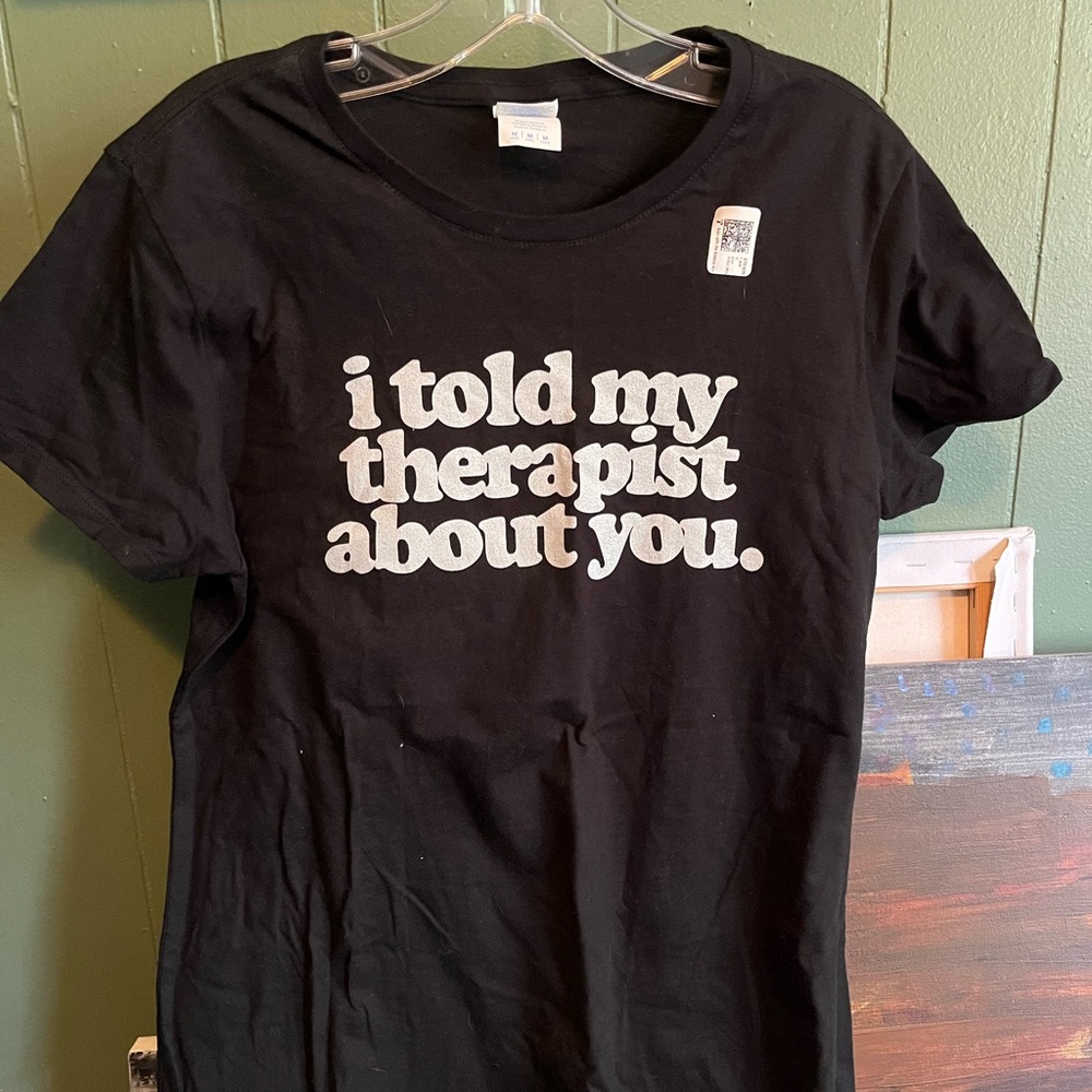 Port and Company Black Tee with White Text